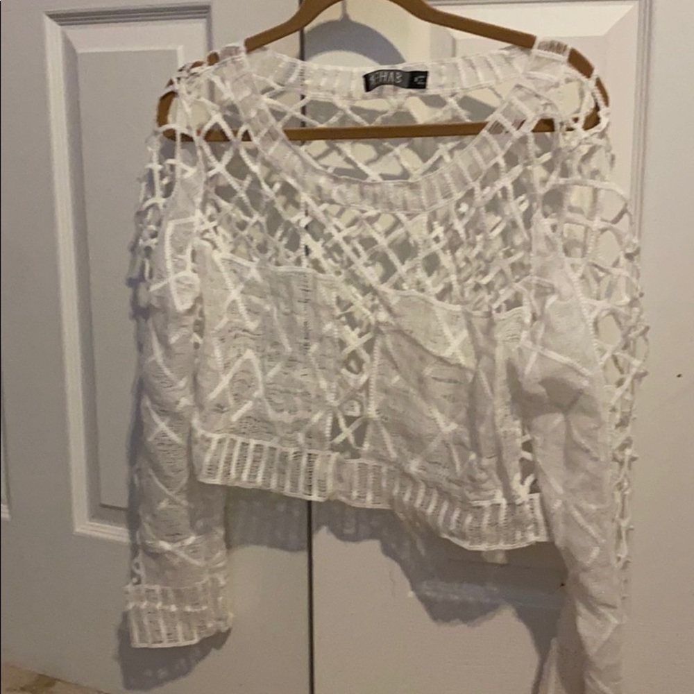 White cut out crop top